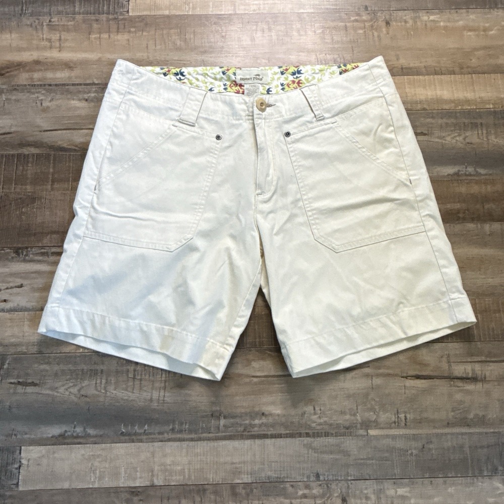 Horny Toad Organic Cotton Mid-rise Utility Chino Shorts Sz 10 NEW Cream Gorpcore
